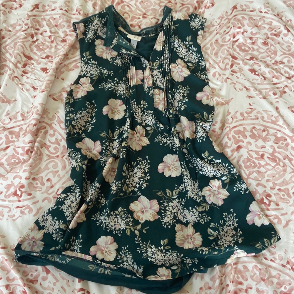Green floral Tank top